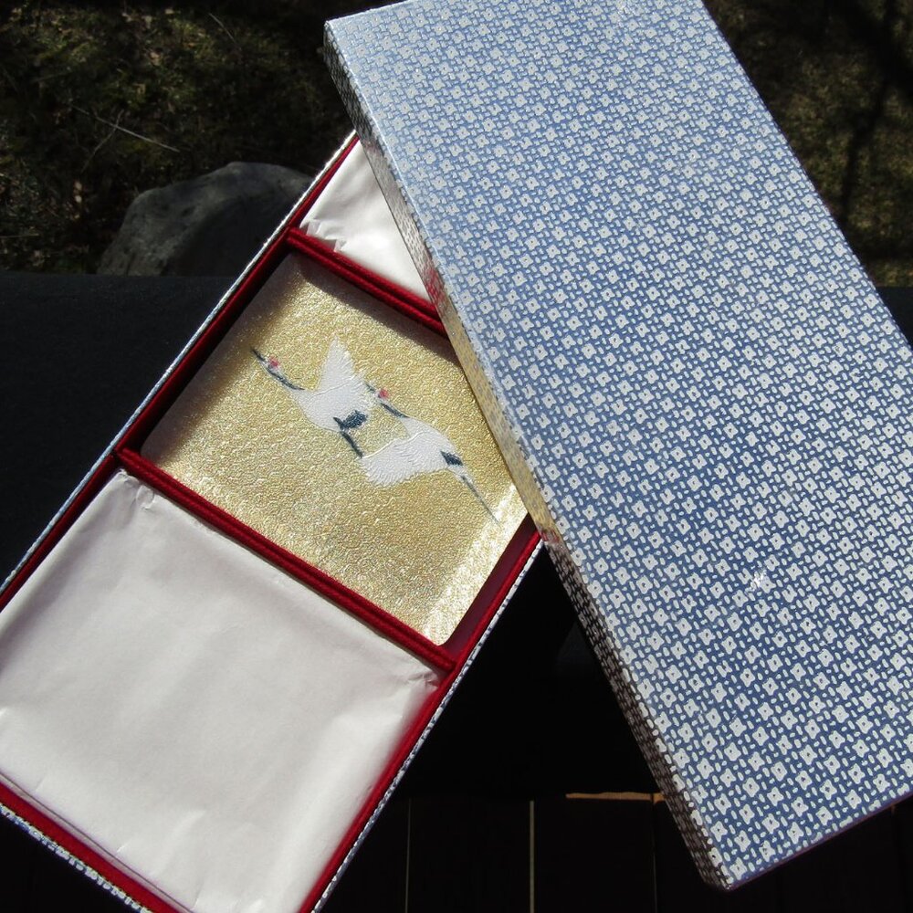 Japanese Crane Tsuru Trays Boxed Set - Shosoin Imperial Treasure Replica